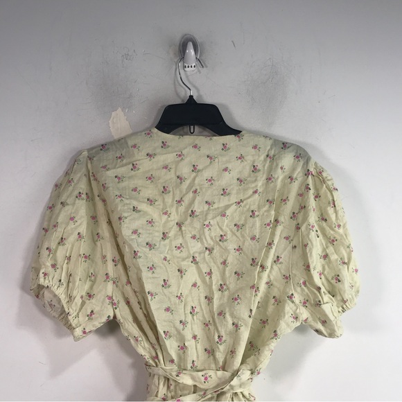 Senlis Floral Short Sleeve Wrap Top, Size L - Yellow/Multi Women's - Picture 6 of 8